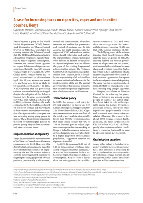 A case for increasing taxes on cigarettes, vapes and oral nicotine pouches, Kenya