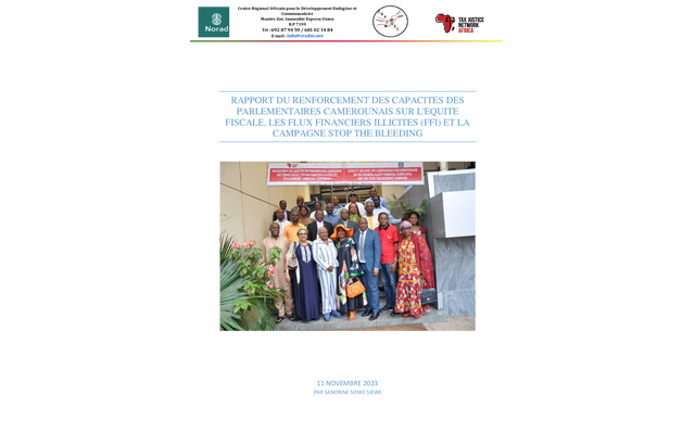 Renforcement des capacités des parlementaires camerounais sur l'équité fiscale, les flux financiers illicites (FFI) et la Campagne « Stop The Bleeding »