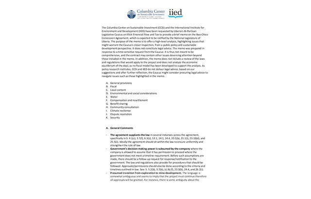 Red Flag Memo Bao Chico Agreement For Liberian Caucus on Tax