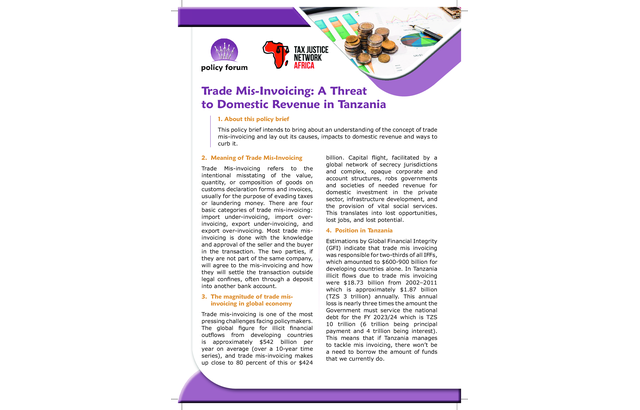 Trade Mis-Invoicing: A Threat to Domestic Revenue in Tanzania
