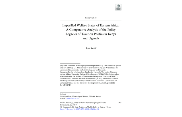 Imperilled Welfare States of Eastern Africa: A Comparative Analysis of the Policy Legacies of Taxation Politics in Kenya and Uganda