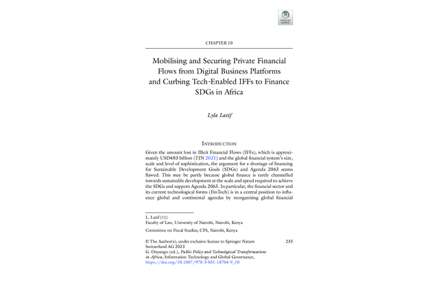 Mobilising and Securing Private Financial Flows from Digital Business Platforms and Curbing Tech-Enabled IFFs to Finance SDGs in Africa