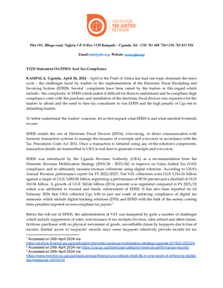 YTJN Statement On EFRIS And Tax Compliance