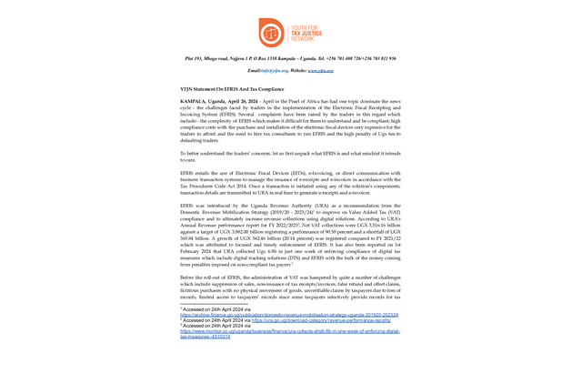 YTJN Statement On EFRIS And Tax Compliance