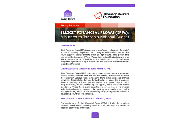 Illicit Financial Flows (IFFs): A burden to Tanzania National Budget